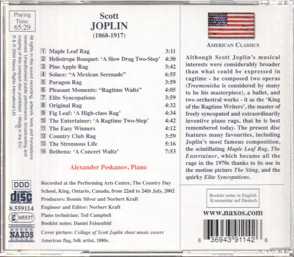 Alexander Peskanov - Scott Joplin - Piano Rags - Cd