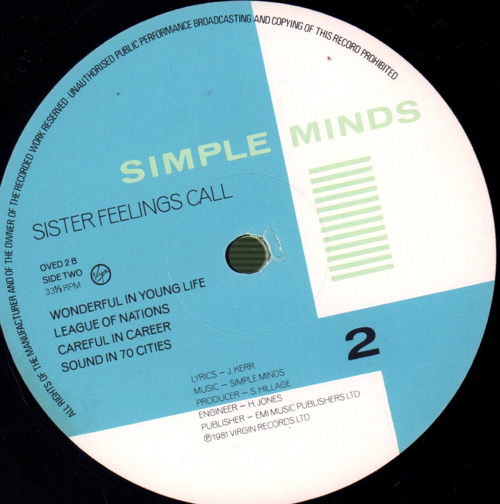 Simple Minds - Sister Feelings Call - Lp