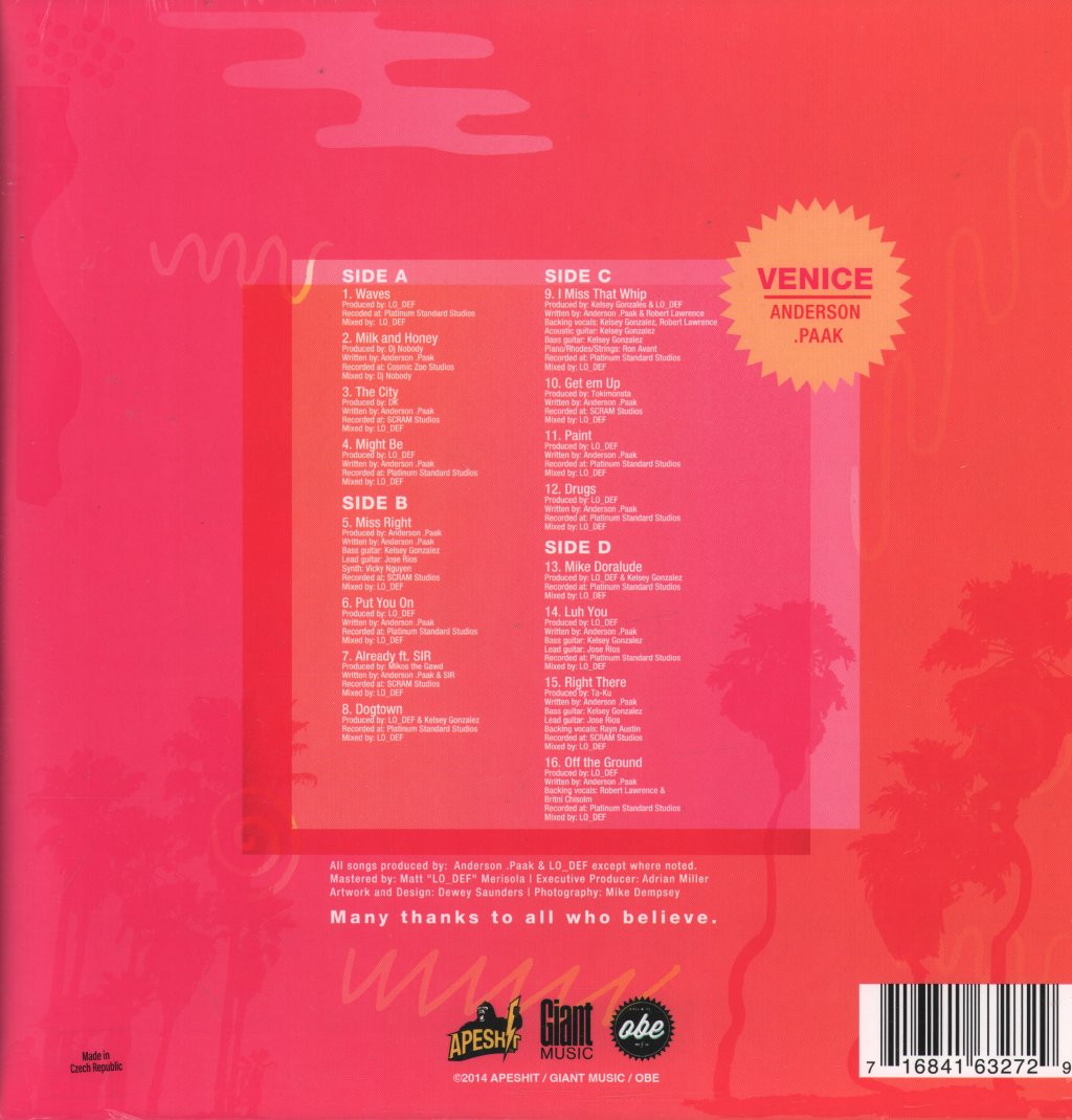 Anderson Paak - Venice (10th Anniversary) - Double Lp
