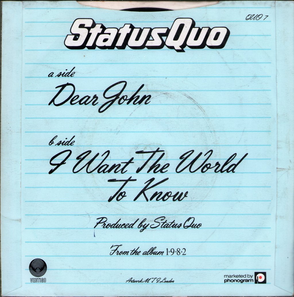 Status Quo - Dear John - 7 Inch