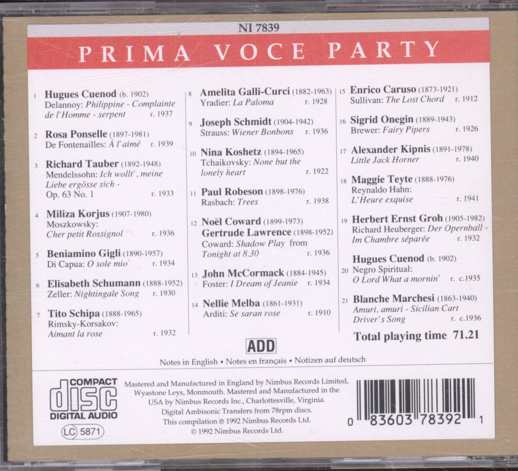 Various Artists - Prima Voce Party - Cd