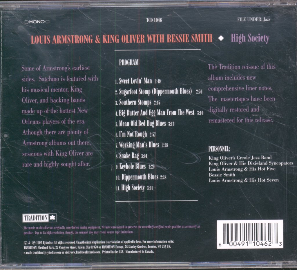 Louis Armstrong and King Oliver, Bessie Smith - High Society - Cd