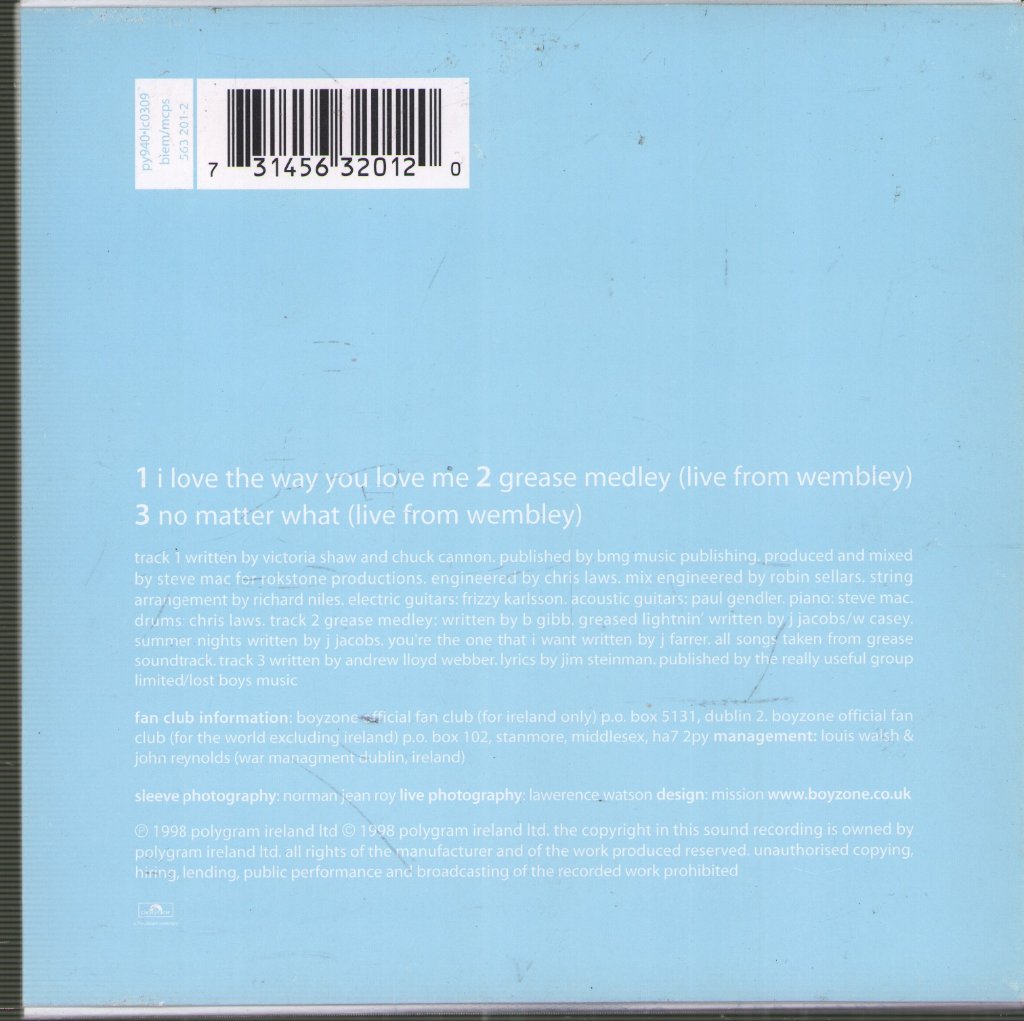 Boyzone (Boy Band) - I Love The Way You Love Me - Cd