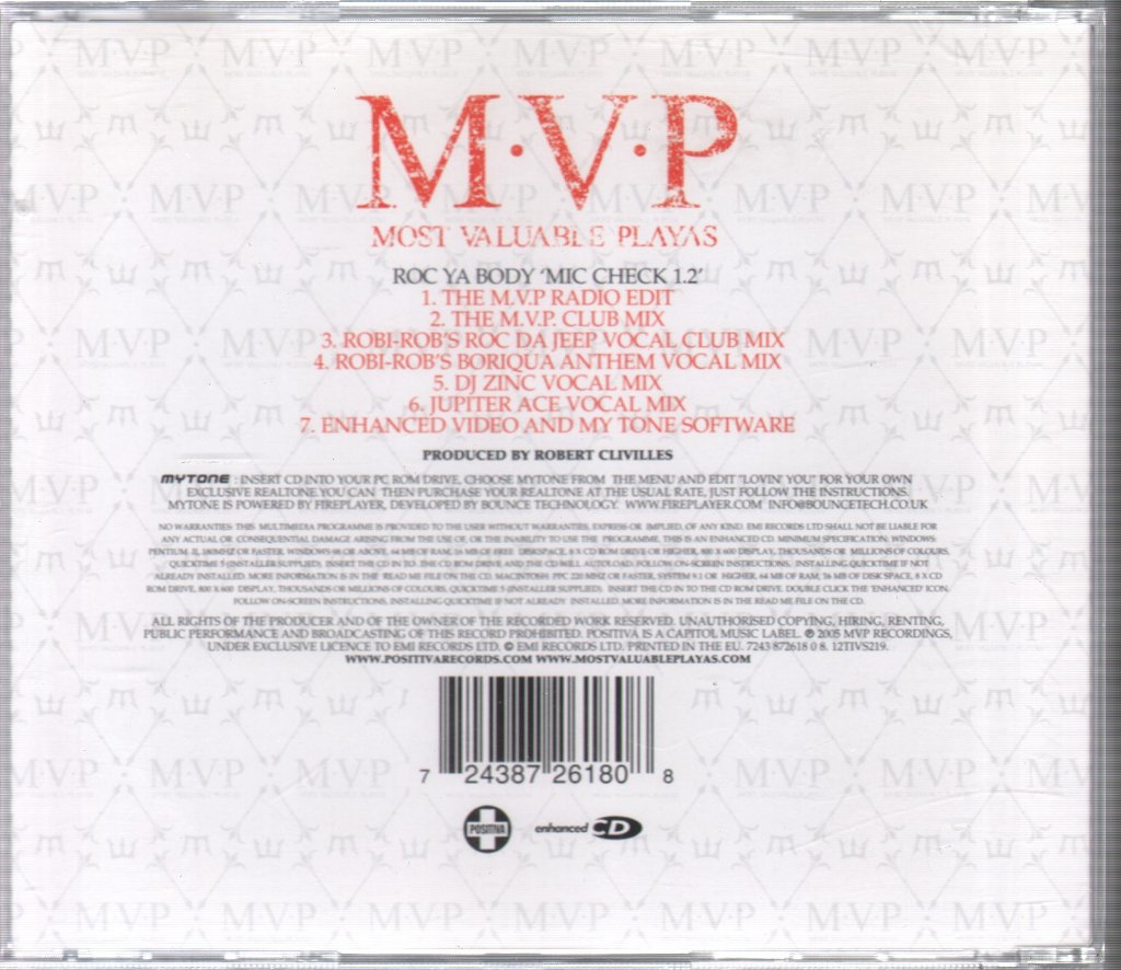 M.V.P. - Roc Ya Body ‘Mic Check 1,2’ - Cd