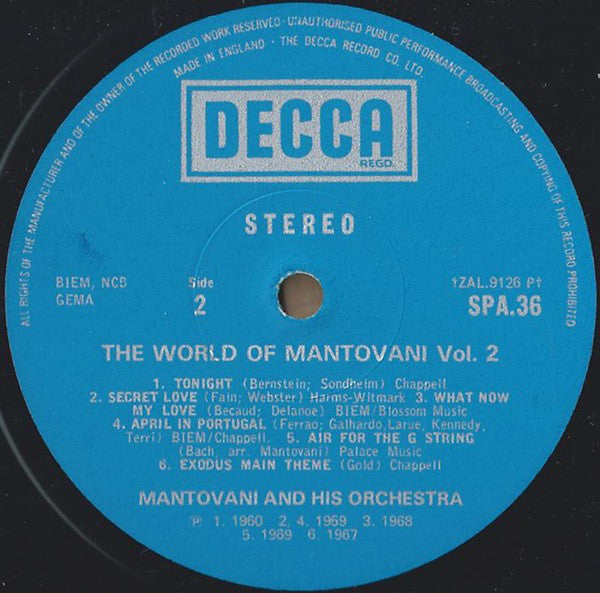 Mantovani And His Orchestra - World Of Mantovani Vol. 2 - Lp