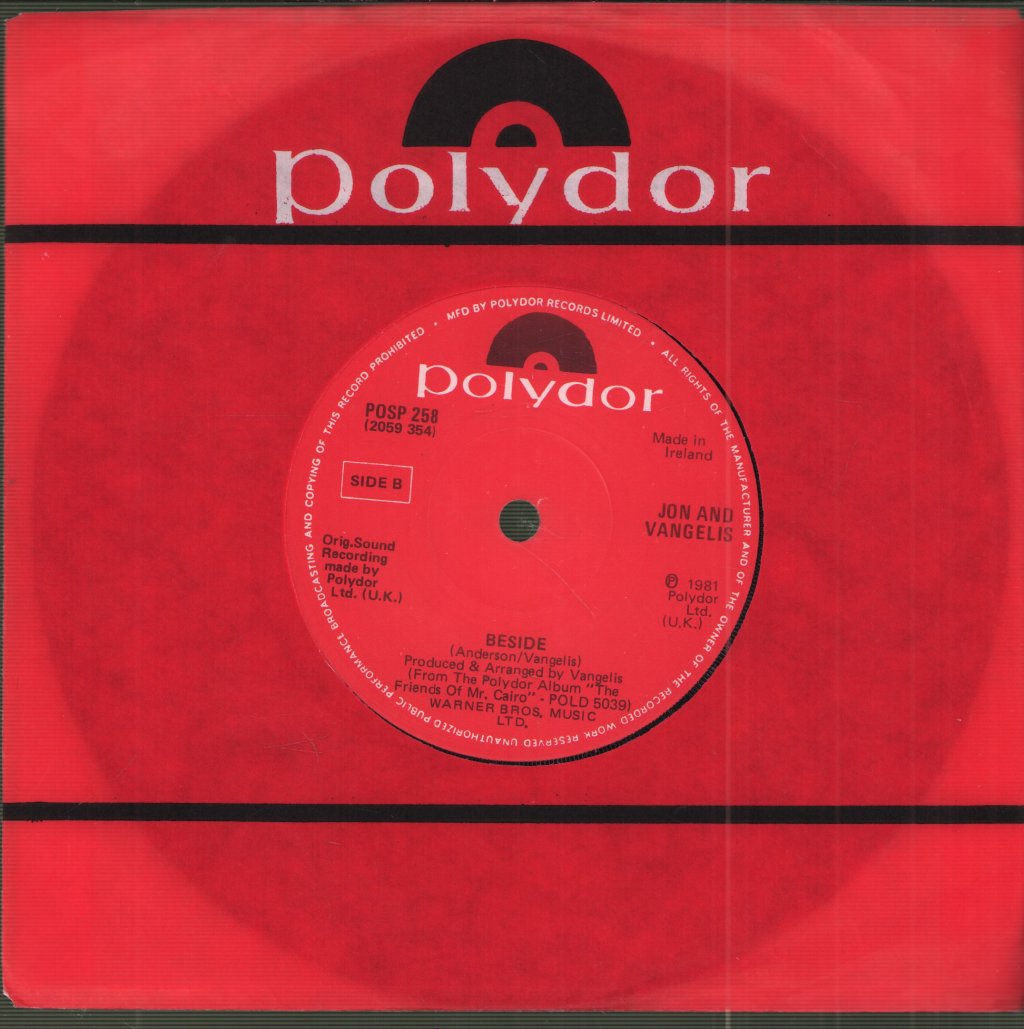 Jon And Vangelis - Friends Of Mr Cairo - 7 Inch