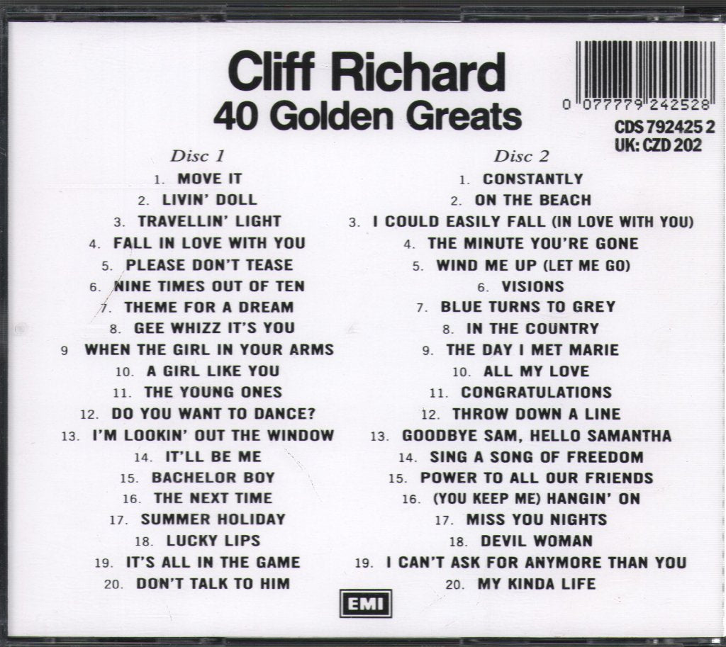 Cliff Richard - 40 Golden Greats - Cd Set