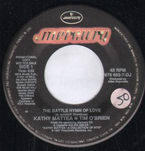 Kathy Mattea And Tim O'brien - Battle Hymn Of Love - 7 Inch