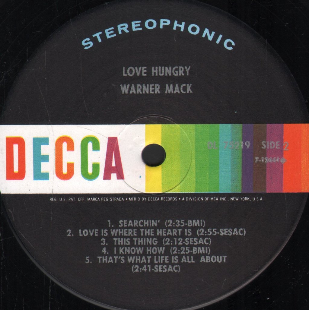 Warner Mack - Love Hungry - Lp