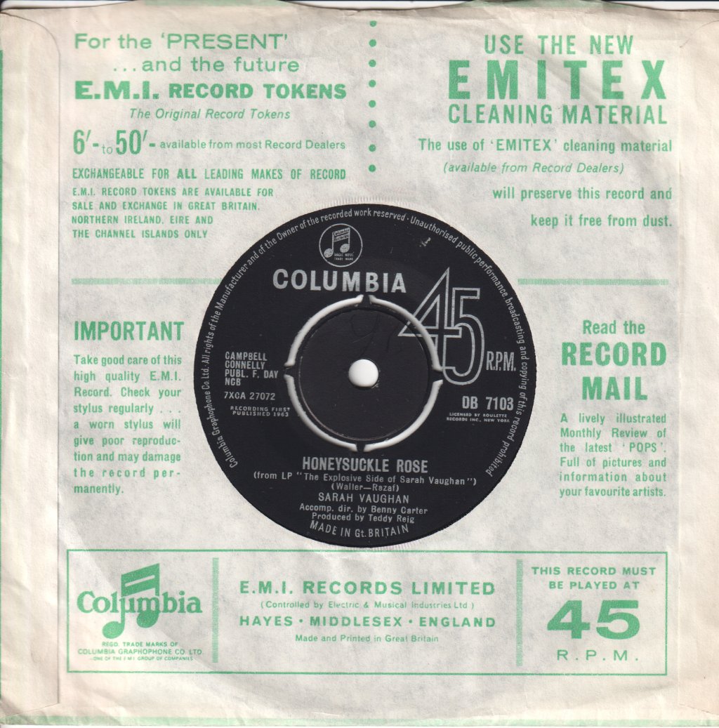 Sarah Vaughan - I Believe In You - 7 Inch