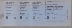 Andrae Crouch - Free Trade Hall Manchester 28Th May 1981 - Ticket