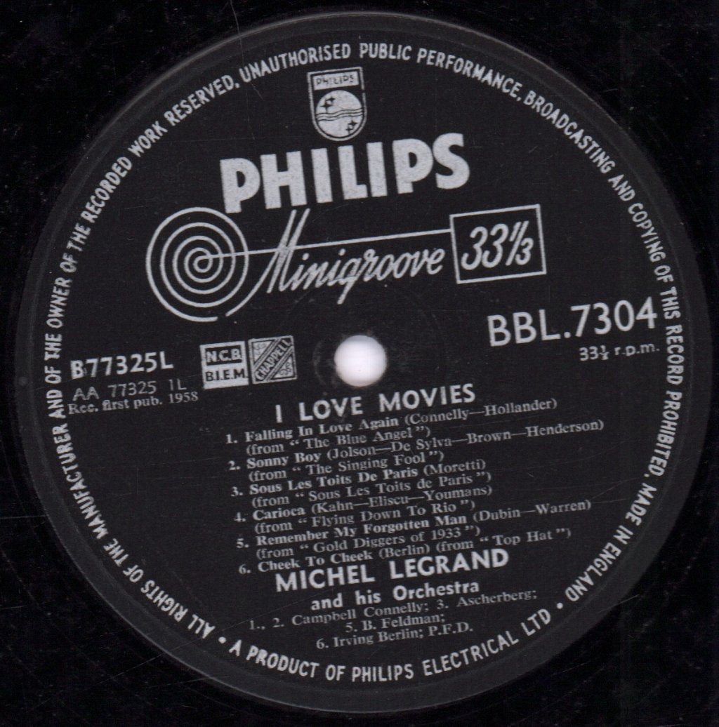 Michel Legrand And His Orchestra - I Love Movies - Lp