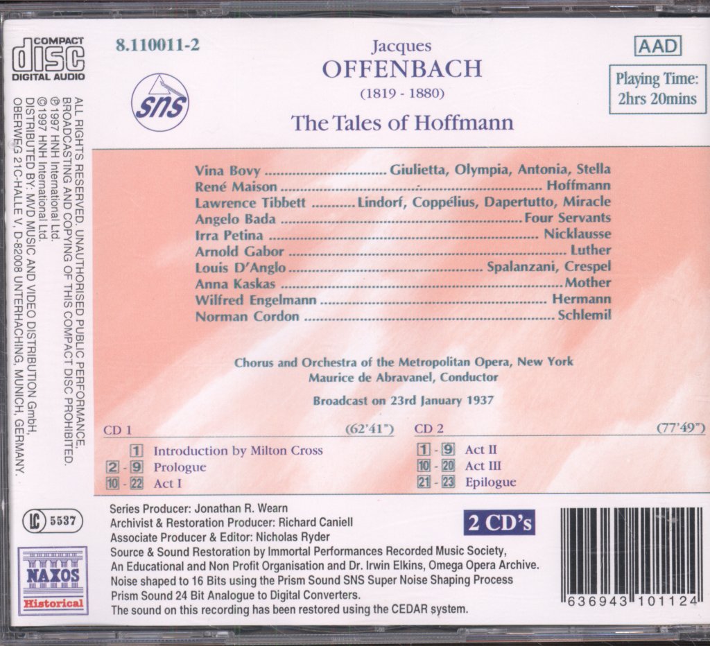 Chorus And Orchestra Of The Metropolitan Opera, Maurice De Abravanel - Offenbach - Tales Of Hoffmann - Double Cd