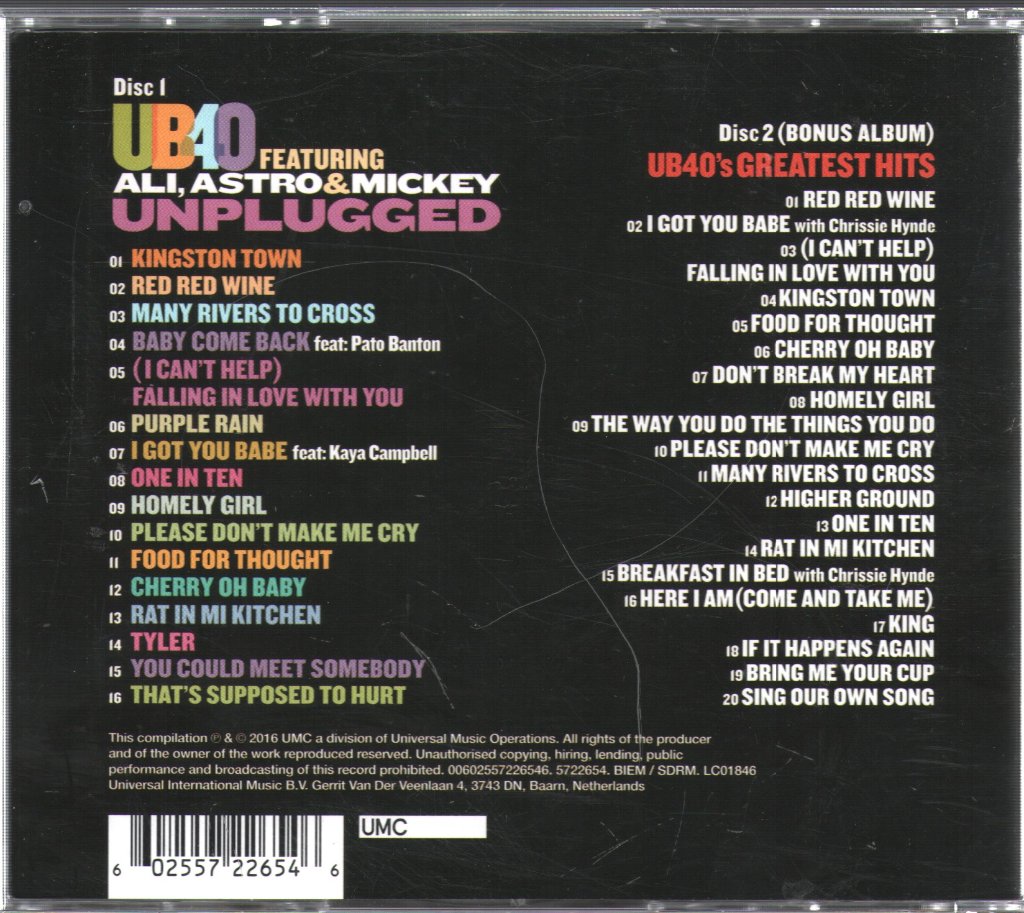 UB40 featuring Ali Astro & Mickey - Unplugged - Double Cd