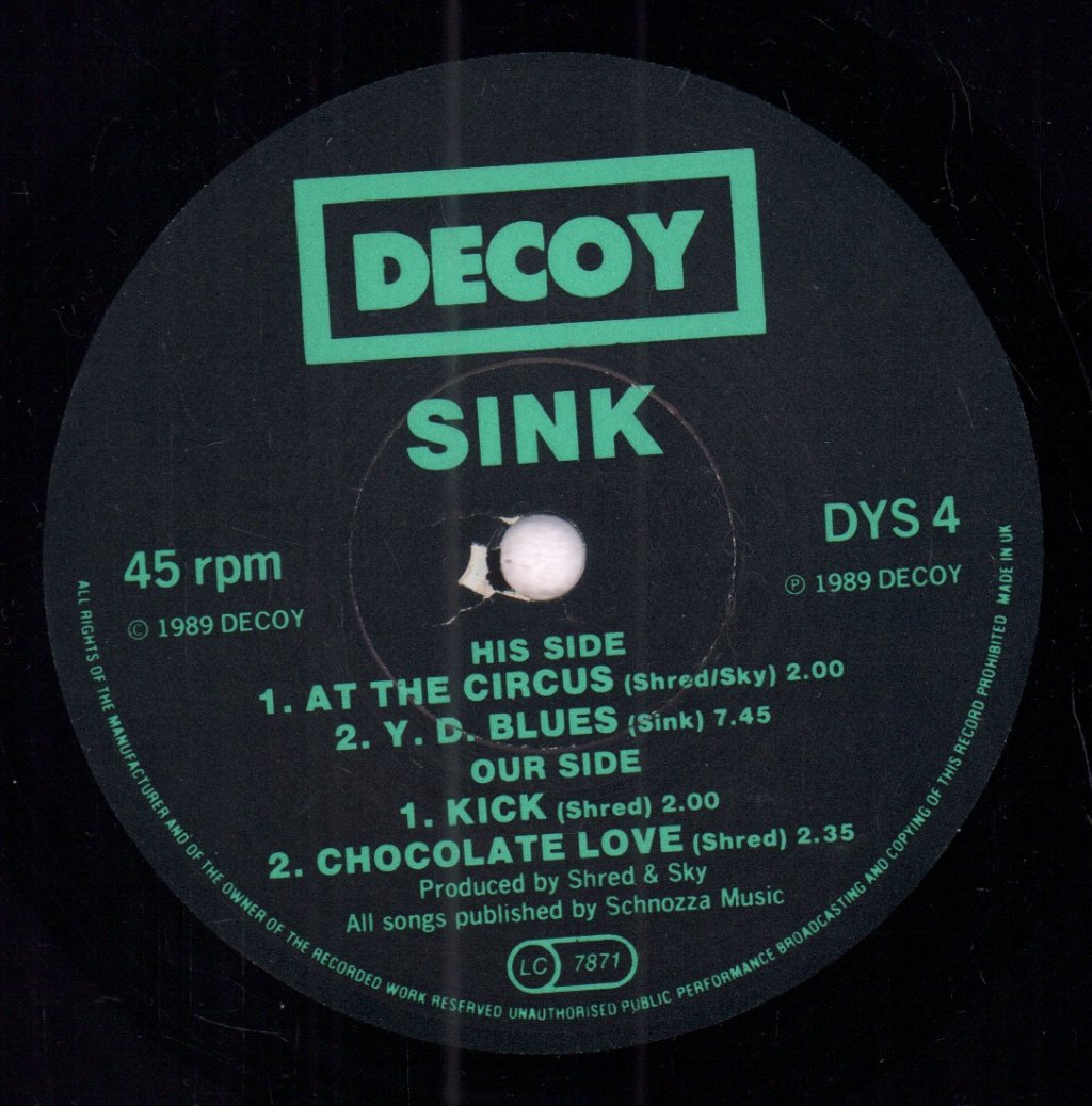 Sink - Don't Burn The Hook - 7 Inch