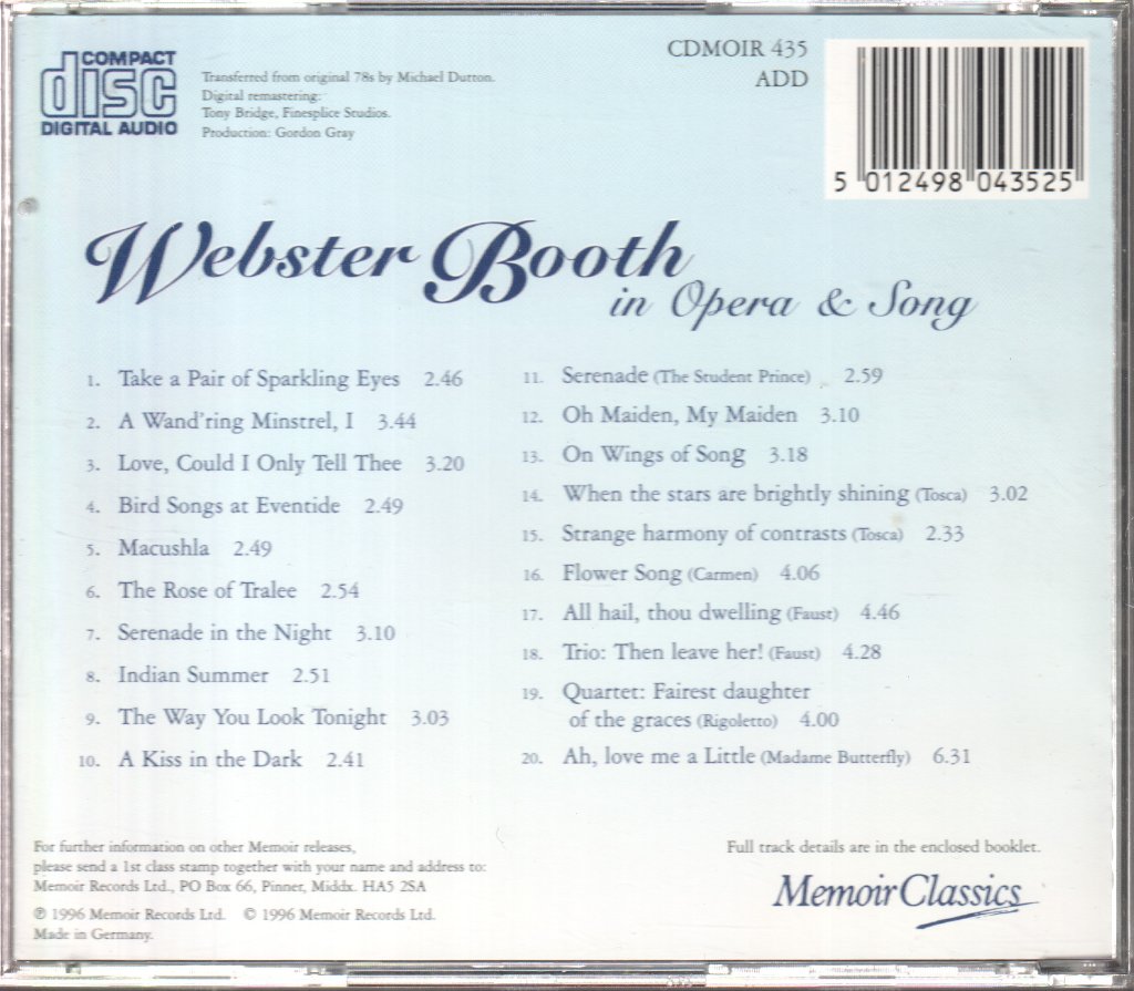 Webster Booth - In Opera And Song - Cd
