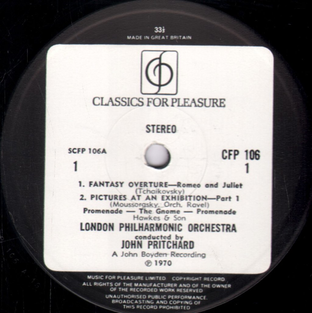 John Pritchard / London Philharmonic Orchestra - Moussorgsky - Pictures At An Exhibition / Tchaikovsky - Romeo And Juliet - Lp