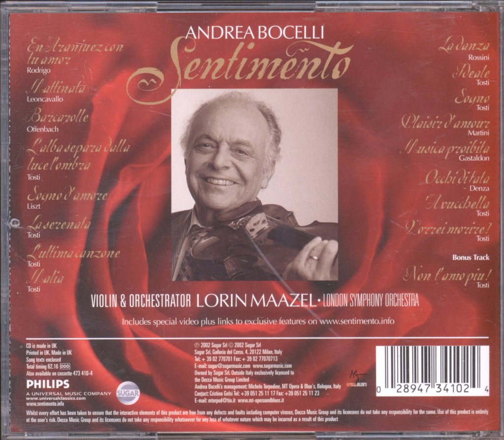 Andrea Bocelli - Sentimento - Cd