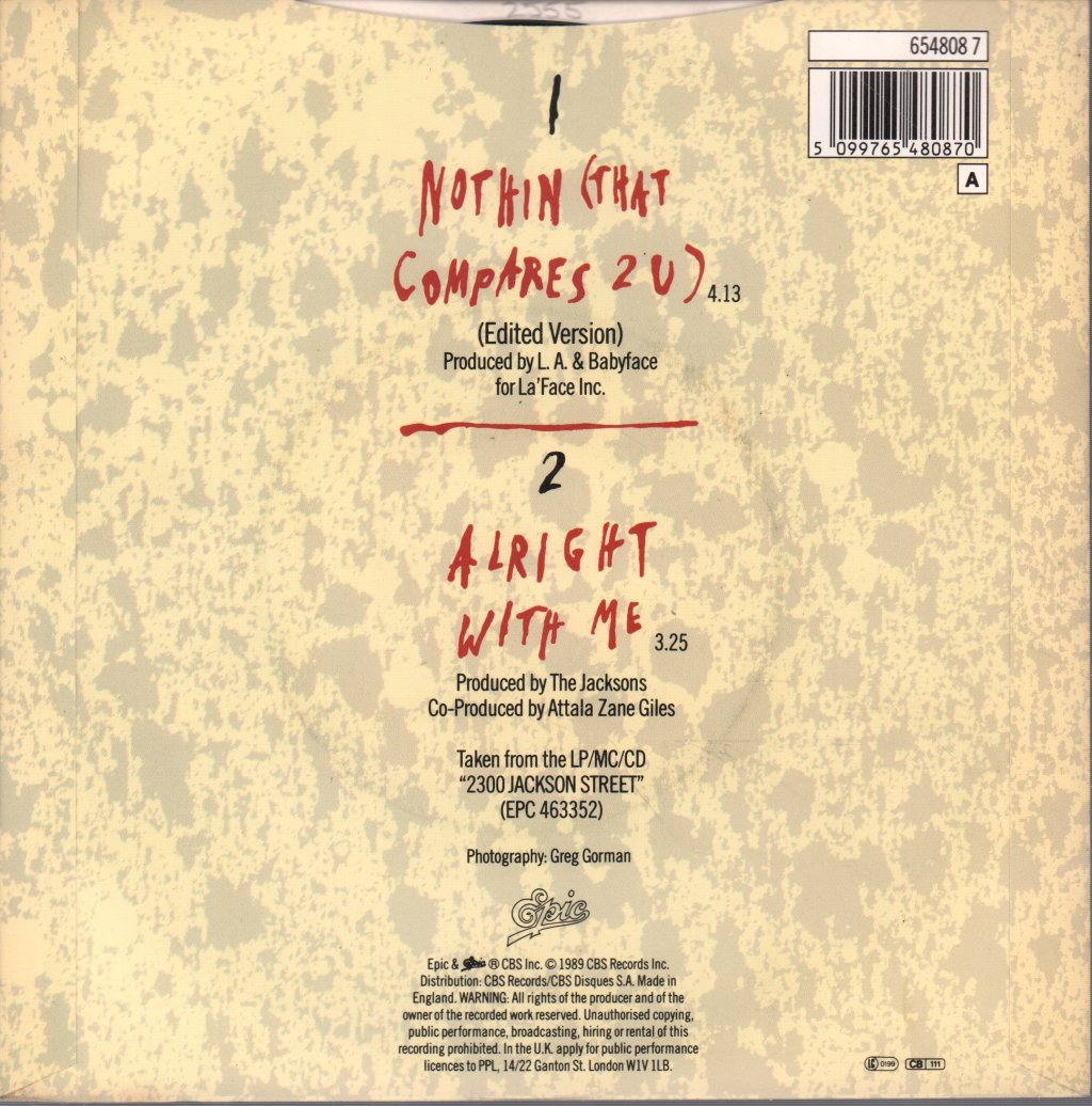 Jacksons (Us Group) - Nothin That Compares 2 U - 7 Inch