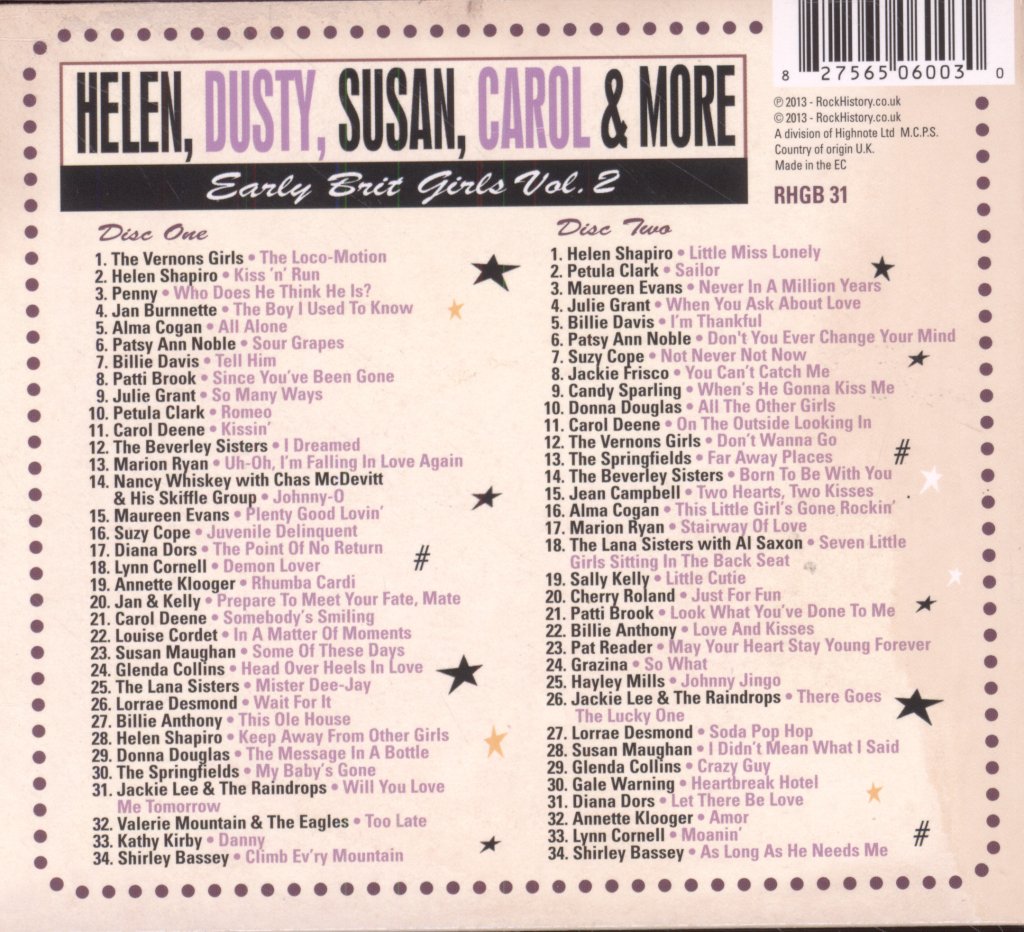 Various Artists - Helen, Dusty, Susan, Carol & More - Double Cd