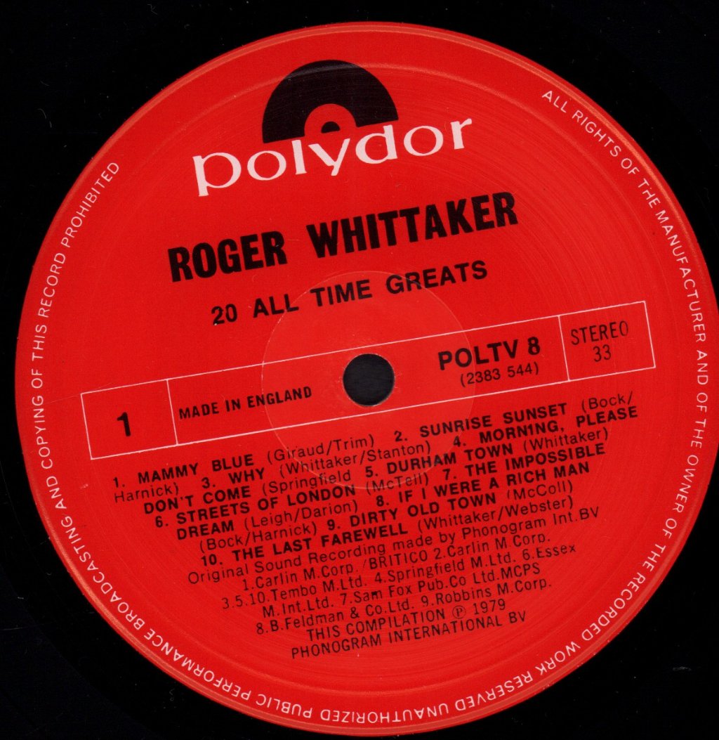 Roger Whittaker - 20 All Time Greats - Lp