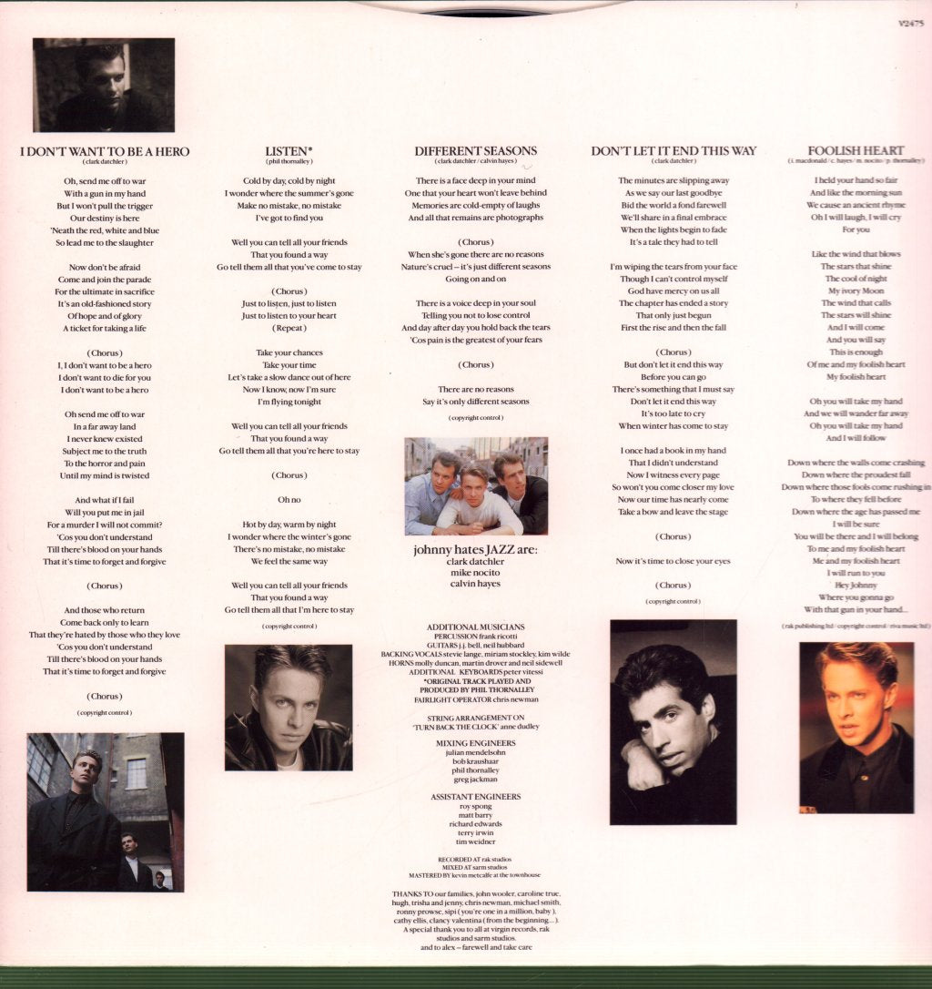 Johnny Hates Jazz - Turn Back The Clock - Lp