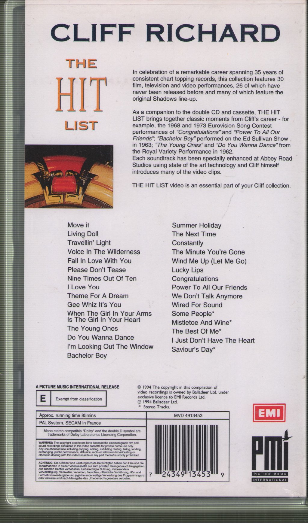Cliff Richard - Hit List - Video
