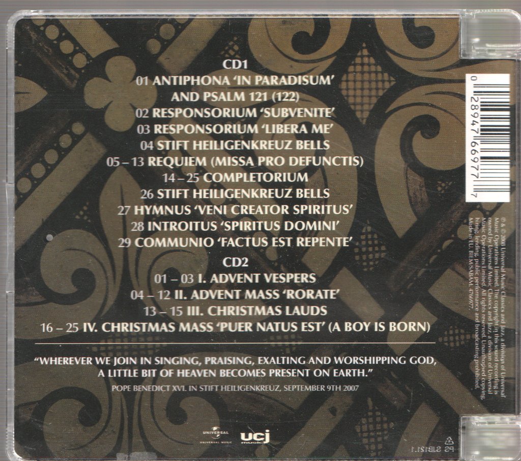 Cistercian Monks Of Stift Heiligenkreuz - Chant (Music For Paradise) - Double Cd