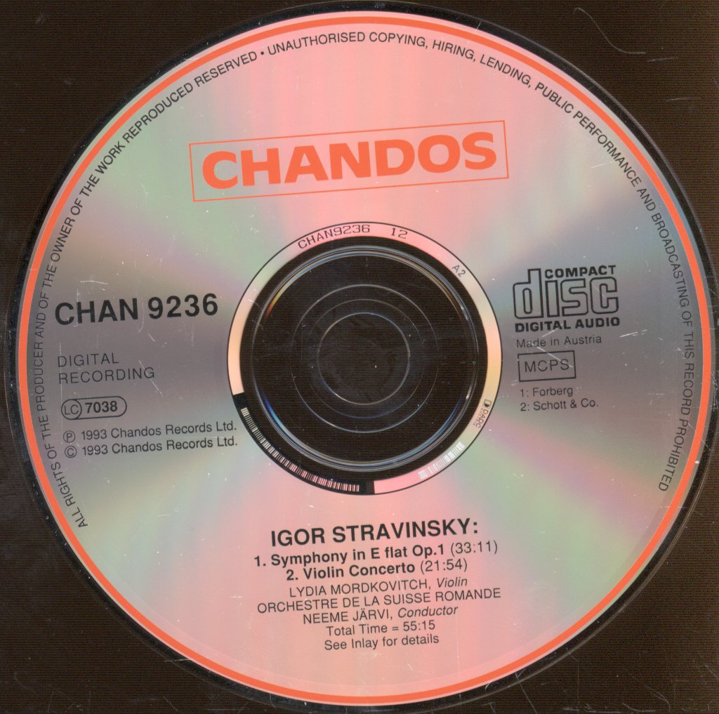 Lydia Mordkovitch, Orchestre De La Suisse Romande - Stravinsky - Symphony In E Flat / Violin Concerto - Cd