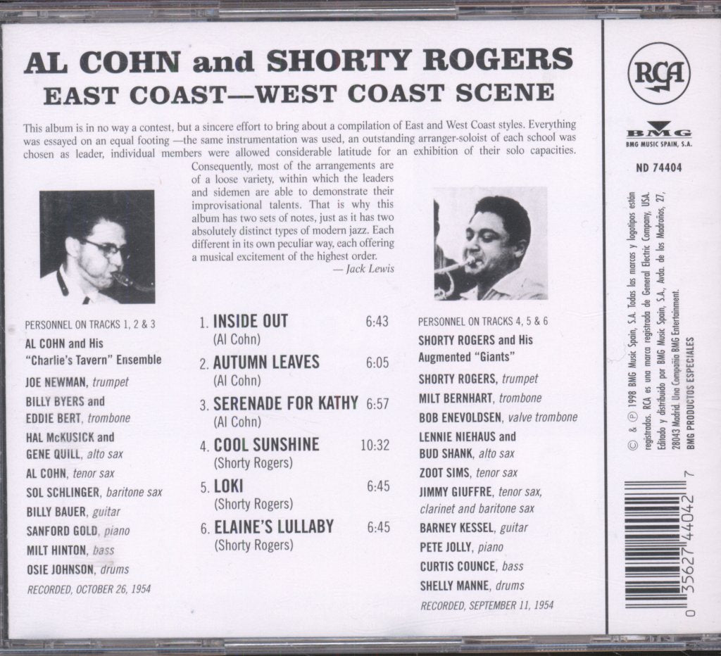 Al Cohn and Shorty Rogers - East Coast West Coast Scene - Cd
