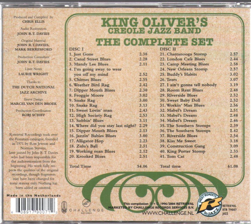 King Oliver's Creole Jazz Band - Complete Set - Double Cd