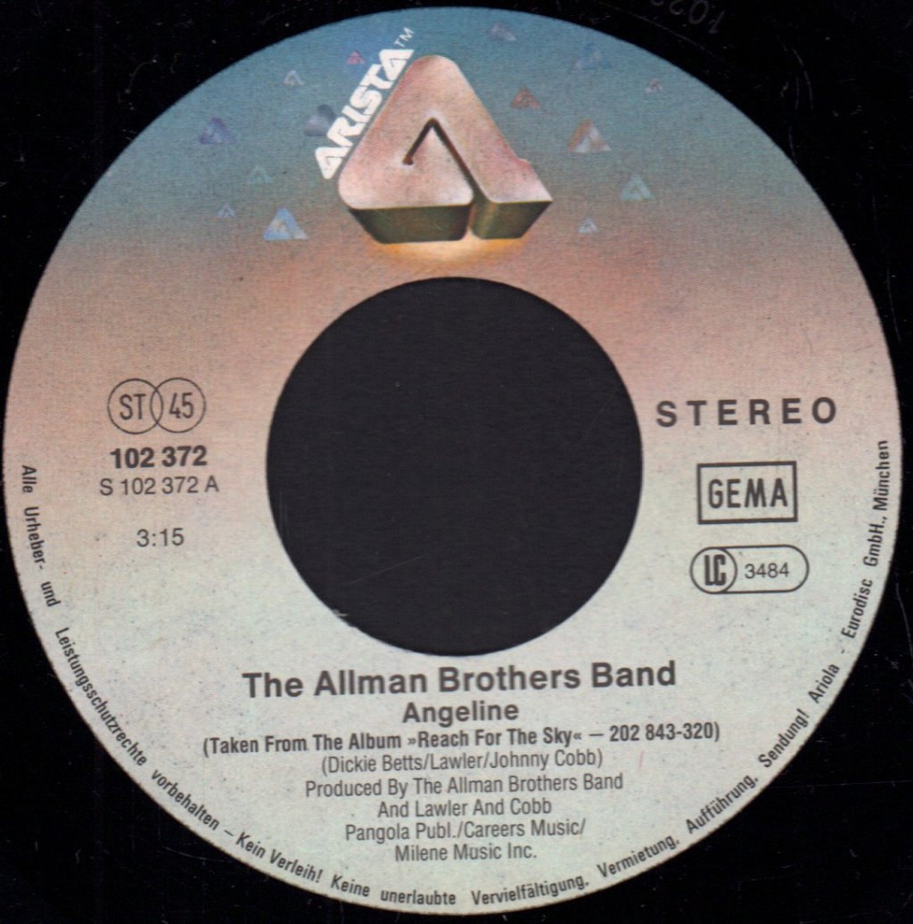 Allman Brothers Band - Angeline - 7 Inch