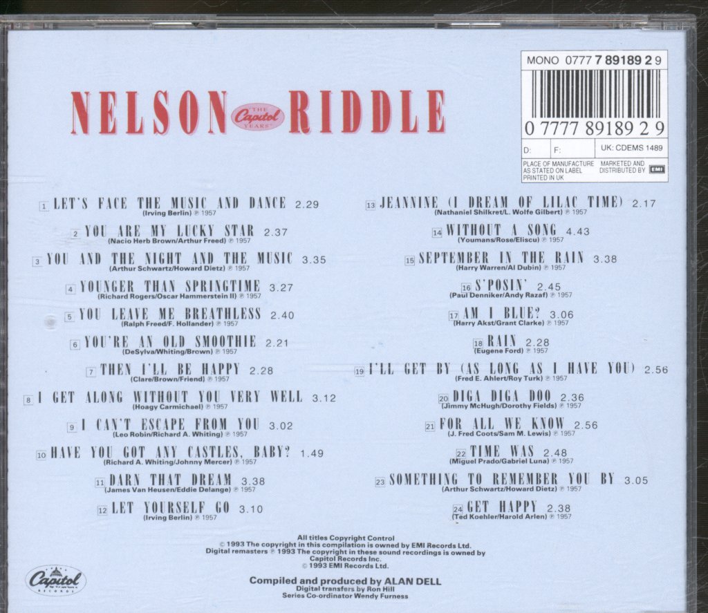 Nelson Riddle - Best Of "The Capitol Years" - Cd