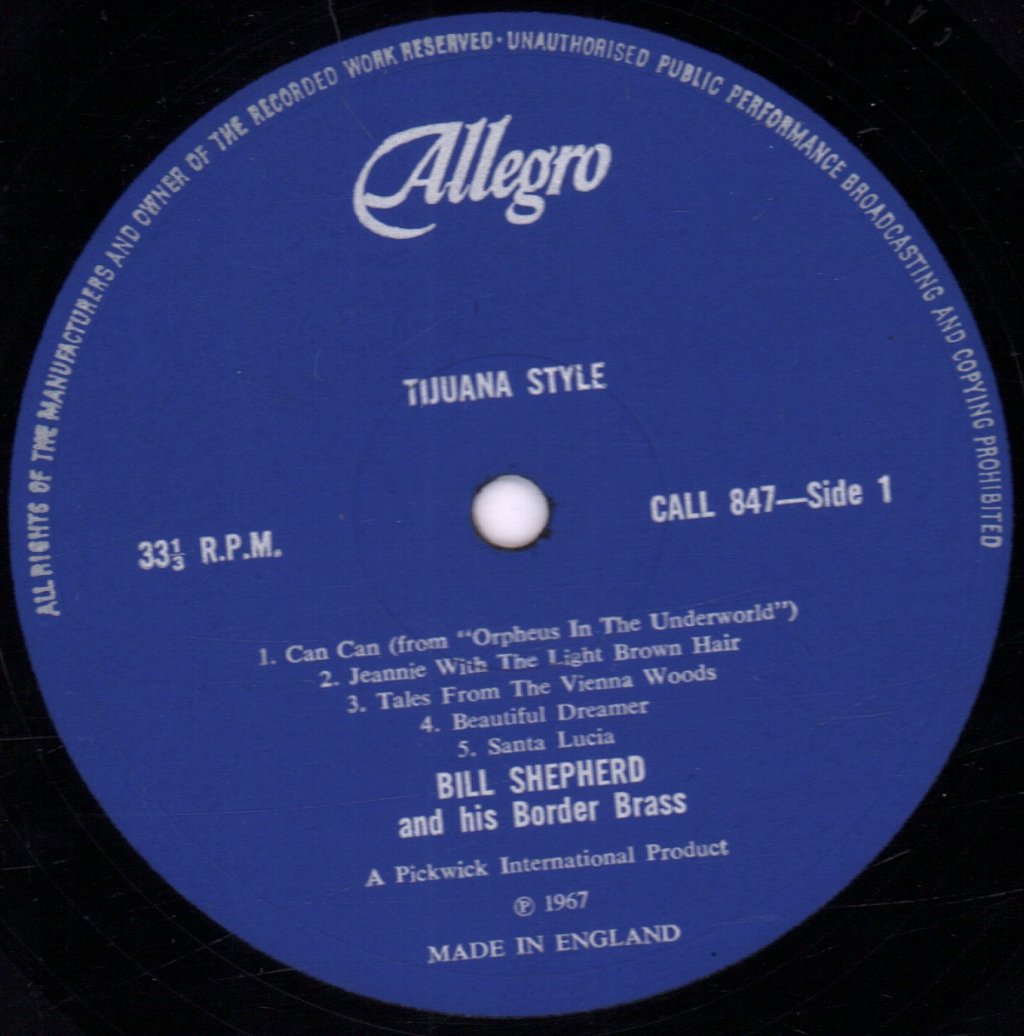 Bill Shepherd And His Border Brass - Tijuana Style - Lp