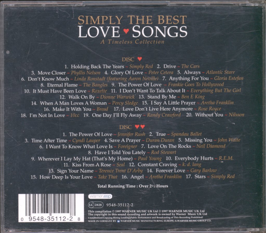 Various Artists - Simply The Best Love Songs - A Timeless Collection - Double Cd