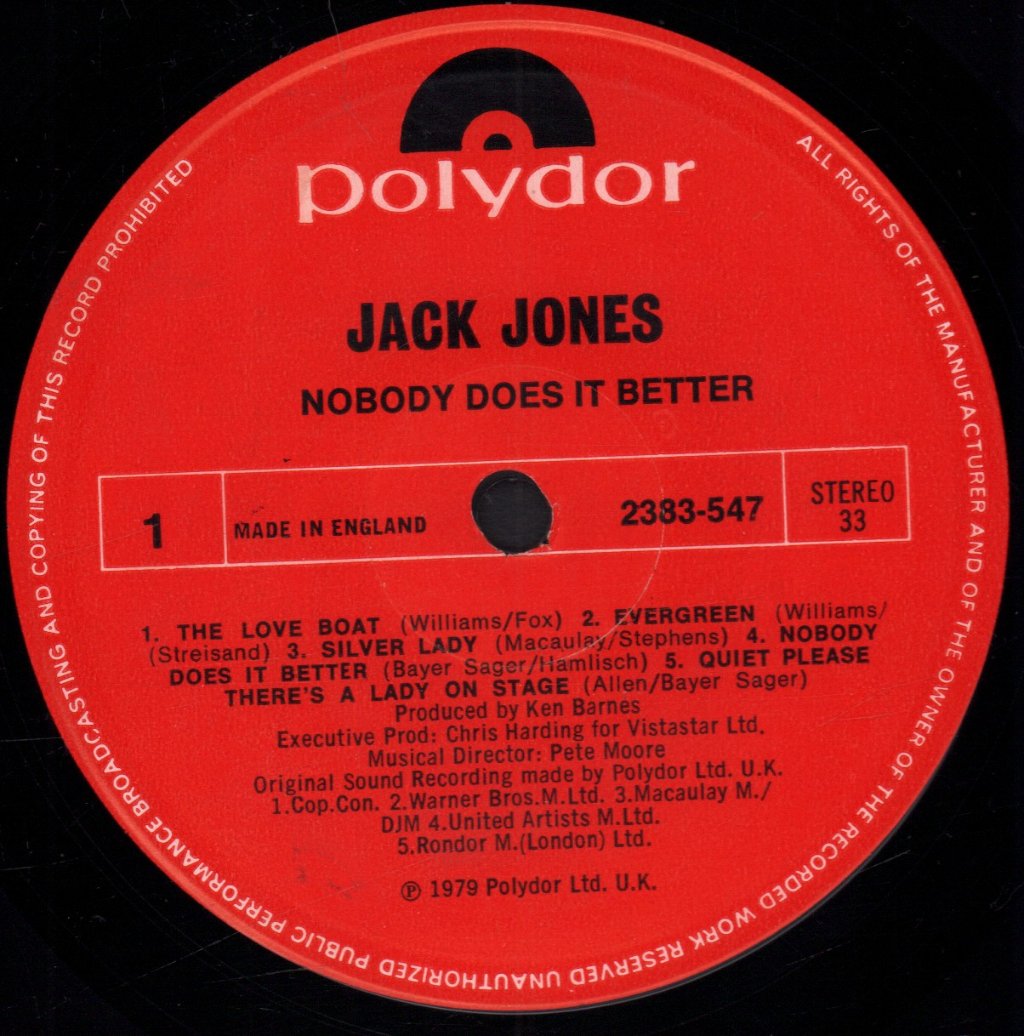 Jack Jones - Nobody Does It Better - Lp