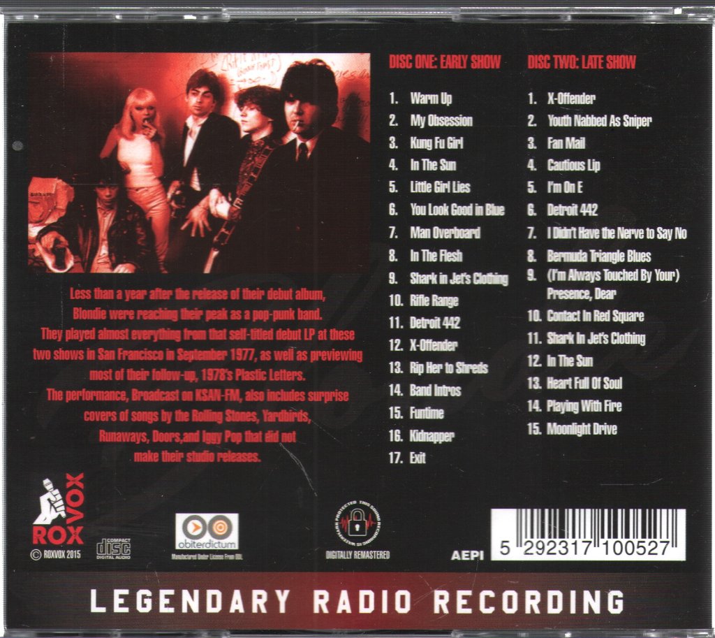 Blondie - Old Waldorf 9/21/77: Early & Late Shows - Double Cd