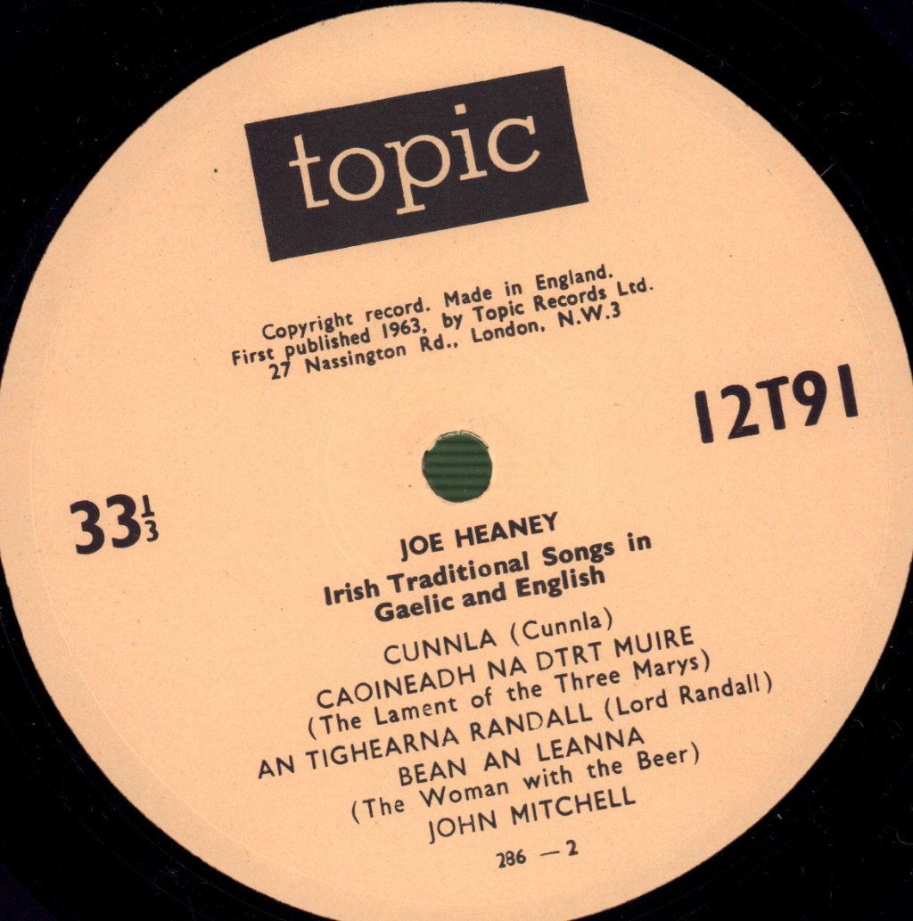 Joe Heaney - Irish Traditional Songs In Gaelic And English - Lp