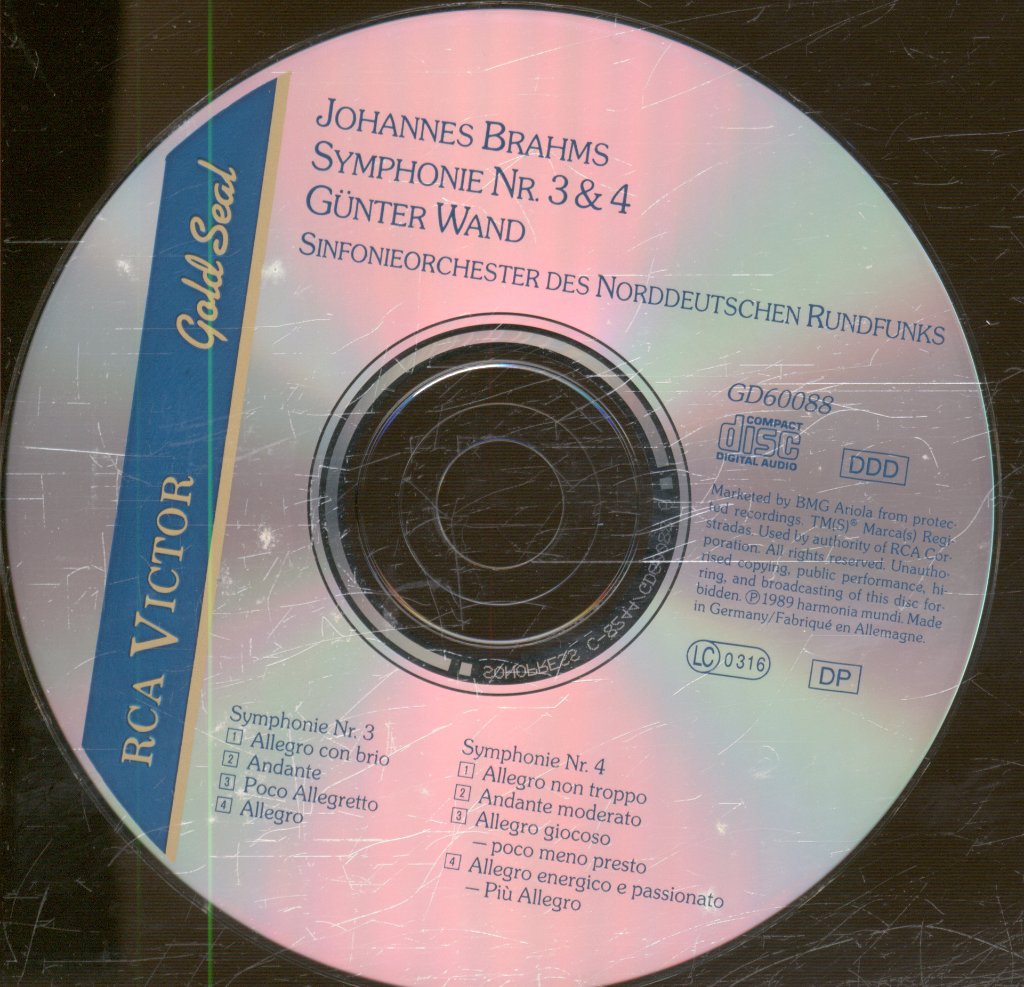 Günter Wand, NDR Sinfonieorchester - Brahms - Symphonies Nos. 3&4 - Cd