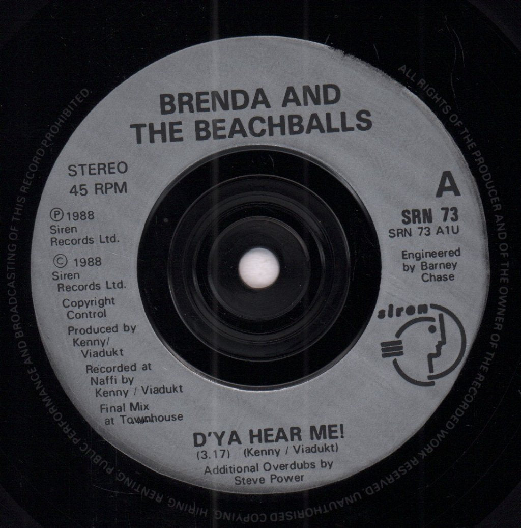 Brenda And The Beach Balls - D'ya Hear Me - 7 Inch