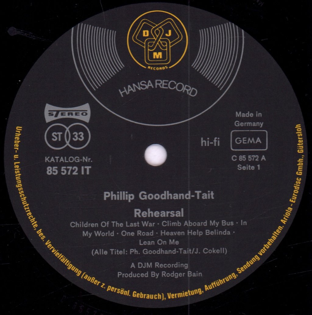 Phillip Goodhand Tait - Rehearsal - Lp