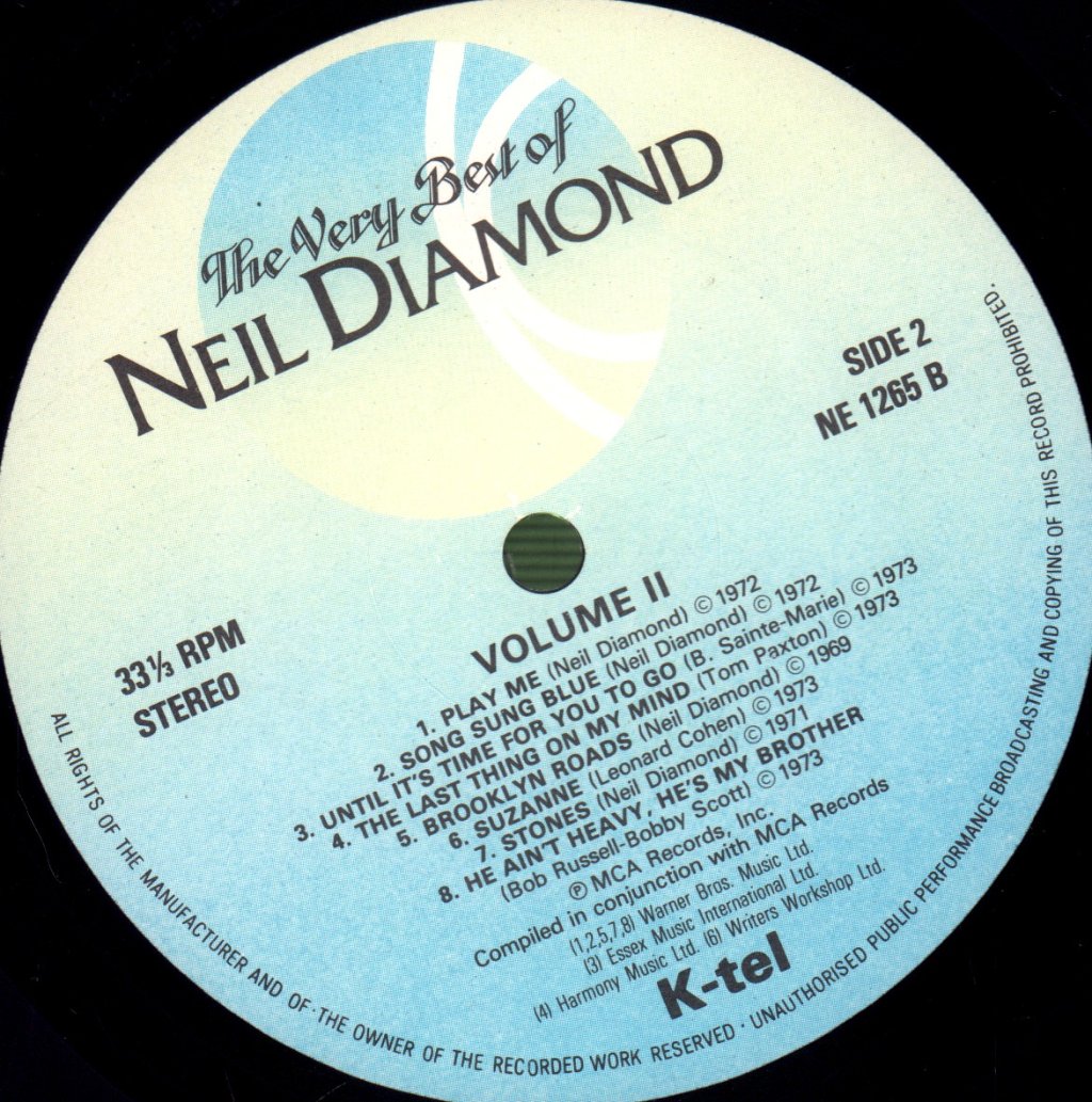 Neil Diamond - Very Best Of Volumes 1 and 2 - Double Lp