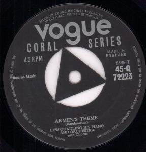 Lew Quadling His Piano And Orchestra - Armen's Theme - 7 Inch