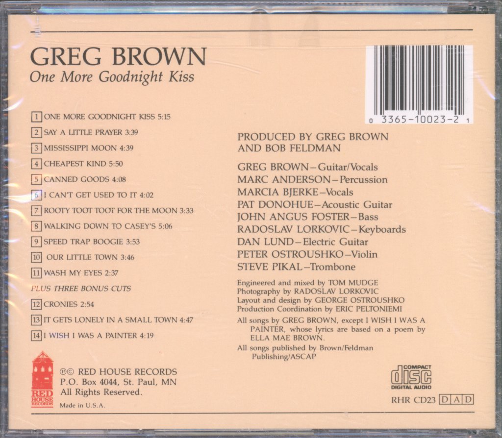 Greg Brown - One More Goodnight Kiss - Cd