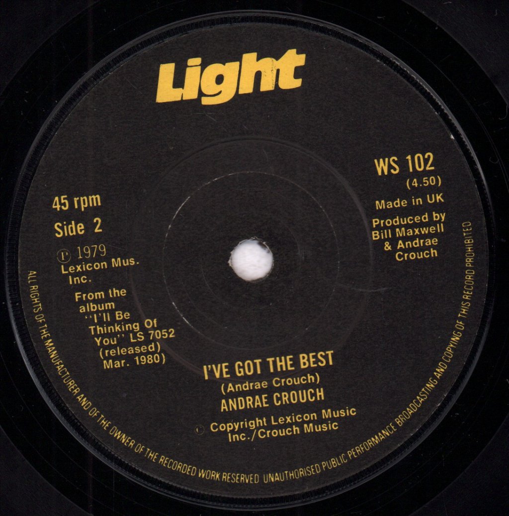 Andrae Crouch - I'll Be Thinking Of You - 7 Inch