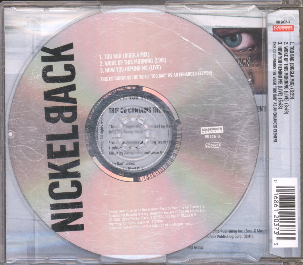 Nickelback - Too Bad - Cd
