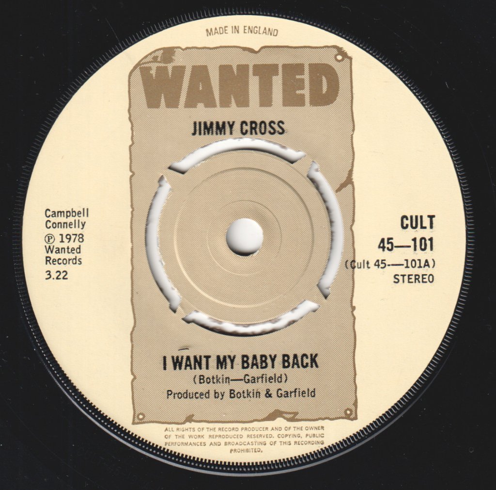 Jimmy Cross - I Want My Baby Back - 7 Inch