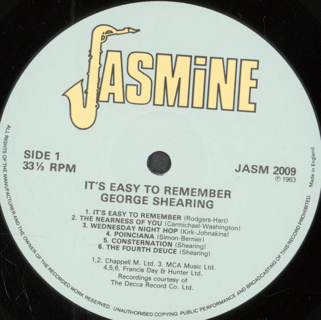 George Shearing - It's Easy To Remember - Lp