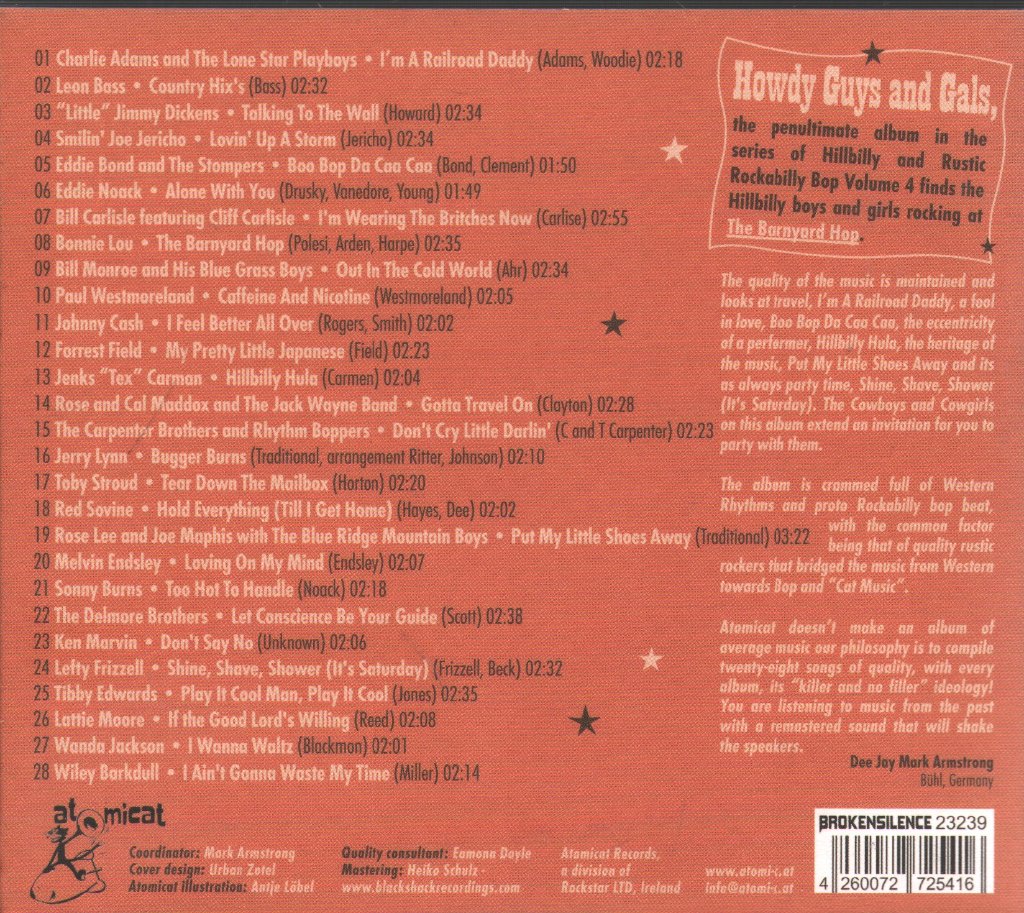 Various Artists - Barnyard Hop (Hillbilly & Rustic Rockabilly Bop Vol 4) - Cd