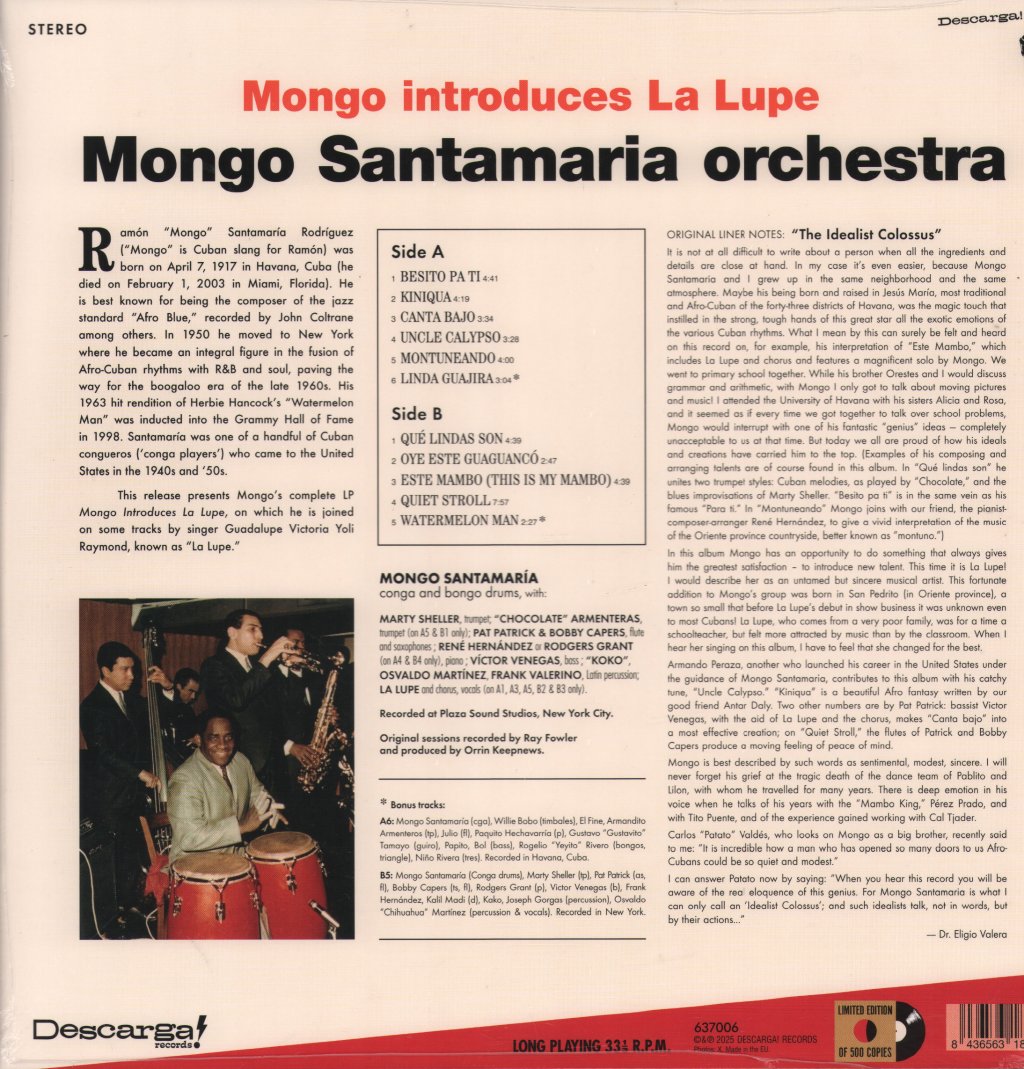 Mongo Santamaria - Mongo Introduces La Lupe - Lp